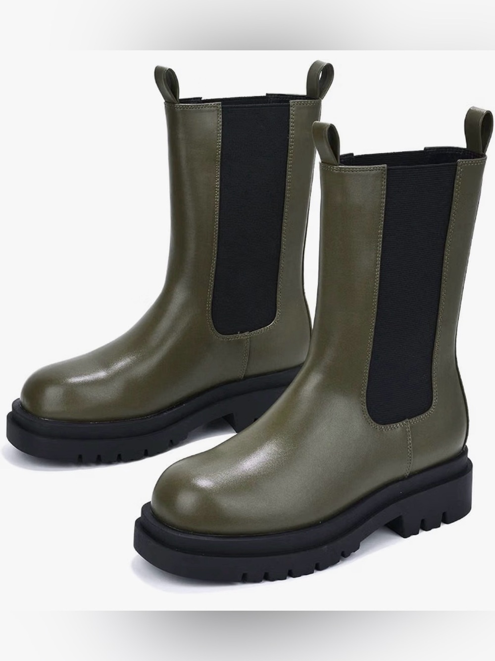 Cape Robbin Olive Platform Chelsea Lug Sole Mid Calf Boots size 10